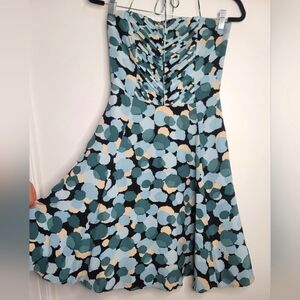 RW & Co. -Sz 8/M- SILK Blue Pattern Fit & Flare Mini Dress